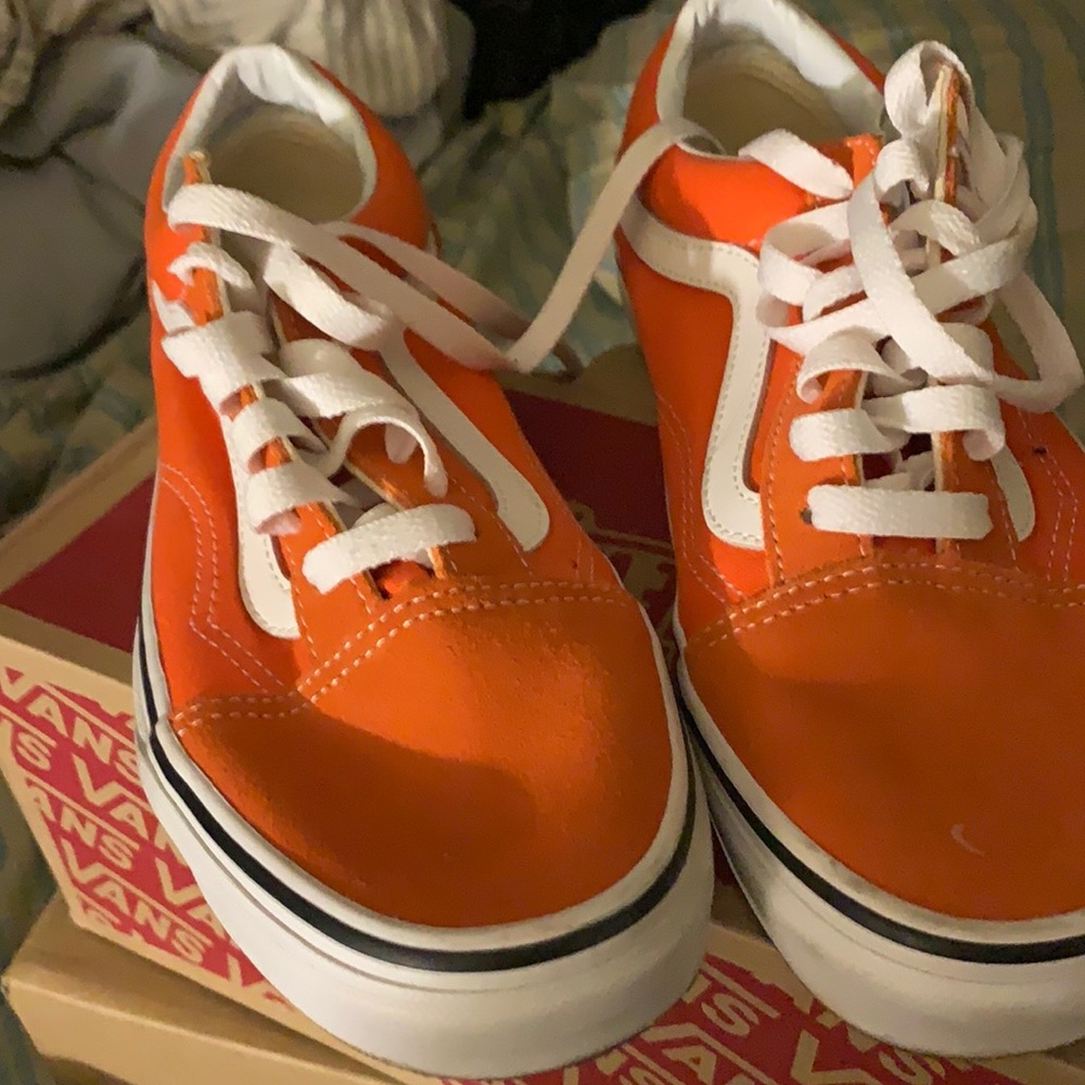 Women orange vans suede and canvas